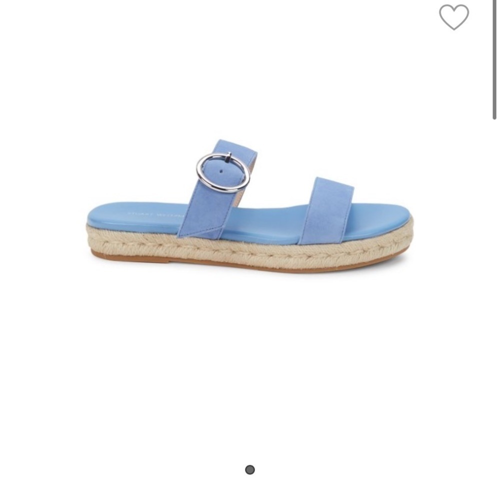 NEW Stuart Weitzman Mykonos Two Strap Suede Blue Sandals